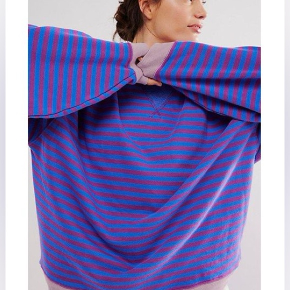 We the Free Striped Crewneck Plum
